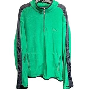 Vintage Chaps Mens Green Fleece Pullover Quarter Zip Jacket